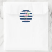Cute roze vlamingosTropisch leder,gestreept Ronde Sticker (Tas)