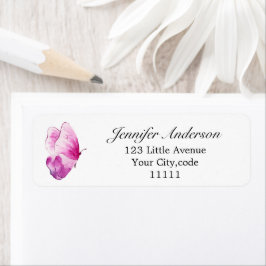 Cute Roze Vlinder Meisjesachtig Retouradres Label