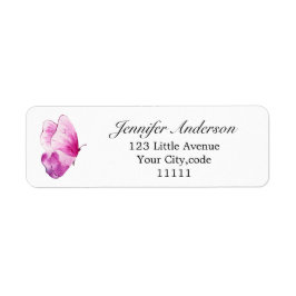 Cute Roze Vlinder Meisjesachtig Retouradres Label
