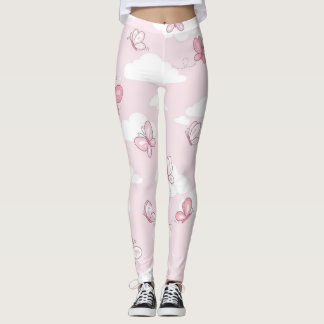 Cute Roze Vlinder Pastel Patroon Dames Yoga Leggings