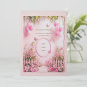cute roze vlinder uitnodiging (Staand voorkant)