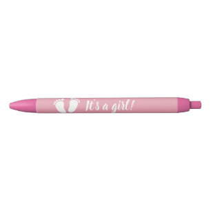 Cute roze voetafdrukken baby shower party meisje blauwe inkt pen