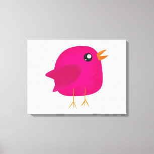 Cute Roze Vogeltje Illustratie Canvas Afdruk