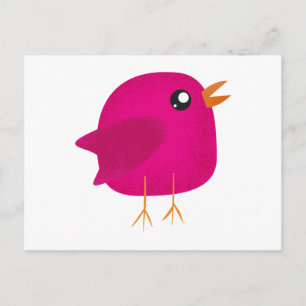 Cute Roze Vogeltje Illustratie Feestdagenkaart