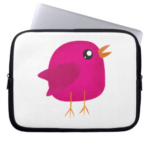 Cute Roze Vogeltje Illustratie Laptop Sleeve