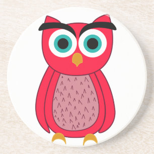 Cute Roze Vogeltje Illustratie Zandsteen Onderzetter