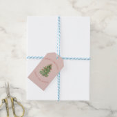Cute Roze Vrouwelijke Kerstboom Cadeaustickers Cadeaulabel (Met Touw)