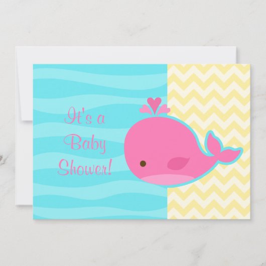 Cute roze walvis Baby shower Kaart (Voorkant)