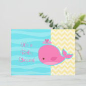 Cute roze walvis Baby shower Kaart (Staand voorkant)