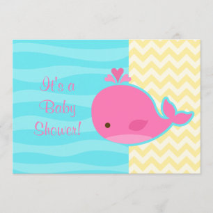 Cute roze walvis Baby shower Kaart