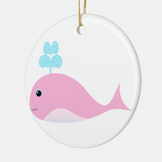 Cute roze walvis keramisch ornament (Links)