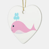 Cute roze walvis keramisch ornament (Links)