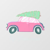 Cute roze Waterverf Auto Xmas - aangepaste structu Raamsticker (Vel)