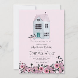 Cute roze Waterverf Baby Girl schoen per post Kaart