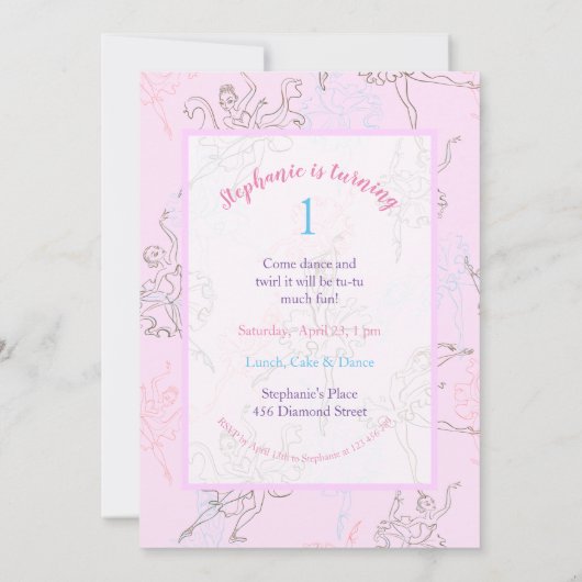 Cute roze Waterverf Ballerina Gold Geometrische na Kaart (Achterkant)