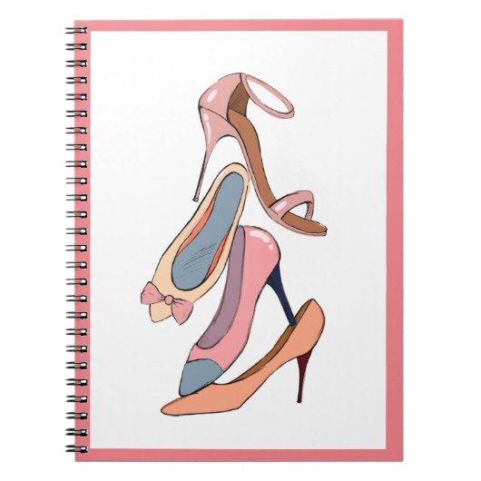 Cute Roze Waterverf Diva Glam Stilettos Notitieboek (Voorkant)