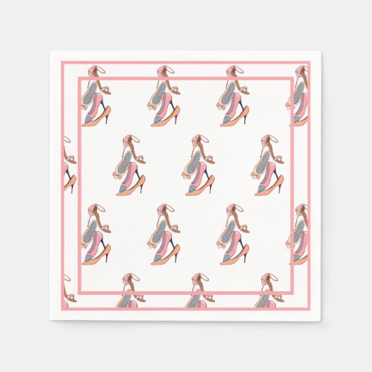 Cute roze Waterverf Diva Glam Stilettos Paper Pla Servet (Voorkant)