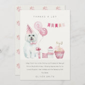 Cute roze Waterverf Dog Elke leeftijdscategorie op Bedankkaart (Voorkant / Achterkant)