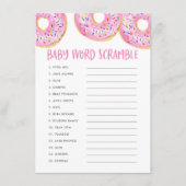 Cute roze Waterverf Donuts Baby Word Scramble Informatiekaartje (Voorkant)