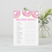 Cute roze Waterverf Donuts Baby Word Scramble Informatiekaartje (Staand voorkant)