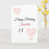 Cute roze Waterverf Geschilderde harten 13e verjaa Kaart (Gele Bloem)