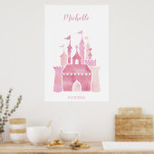 Cute roze waterverf girly poster (Keuken)