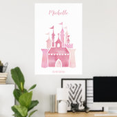Cute roze waterverf girly poster (Thuiskantoor)