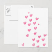 Cute roze Waterverf Harten Briefkaart (Voorkant / Achterkant)