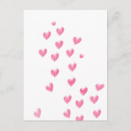 Cute roze Waterverf Harten Briefkaart