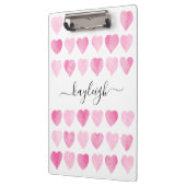 Cute roze Waterverf Hearts Klembord (Links)