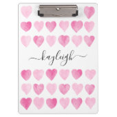 Cute roze Waterverf Hearts Klembord (Voorkant)