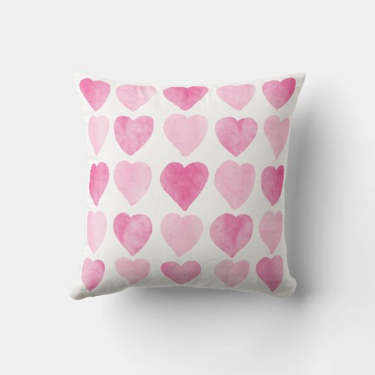 Cute roze Waterverf Hearts Kussen (Achterkant)