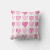 Cute roze Waterverf Hearts Kussen (Voorkant)