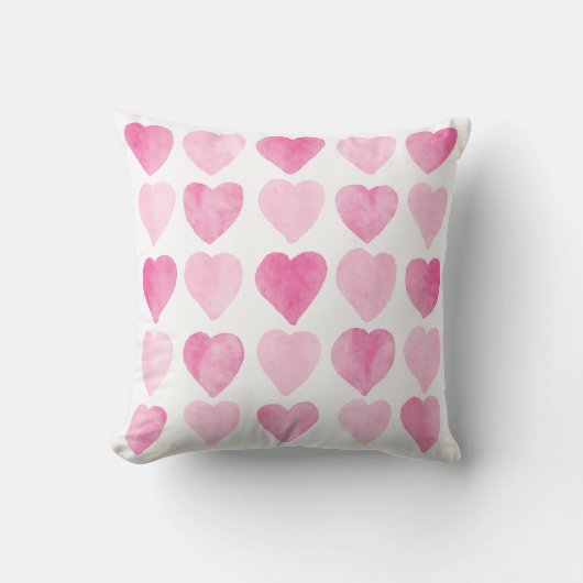 Cute roze Waterverf Hearts Kussen (Voorkant)