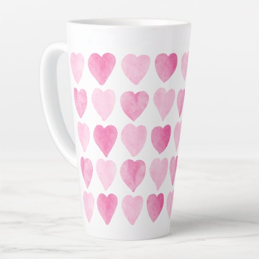 Cute roze Waterverf Hearts Latte Mok (Linkerhoek)