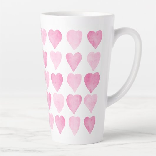 Cute roze Waterverf Hearts Latte Mok (Rechts)