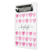 Cute roze Waterverf Hearts Mini Klembord (Angled2)