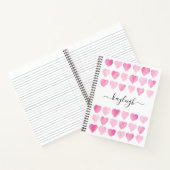 Cute roze Waterverf Hearts Notitieboek (Binnen)