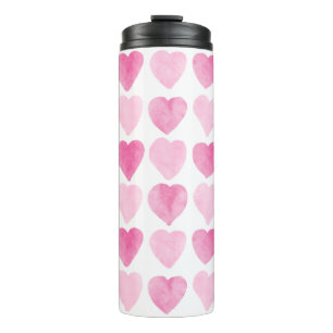 Cute roze Waterverf Hearts Thermal Tumbler Thermosbeker