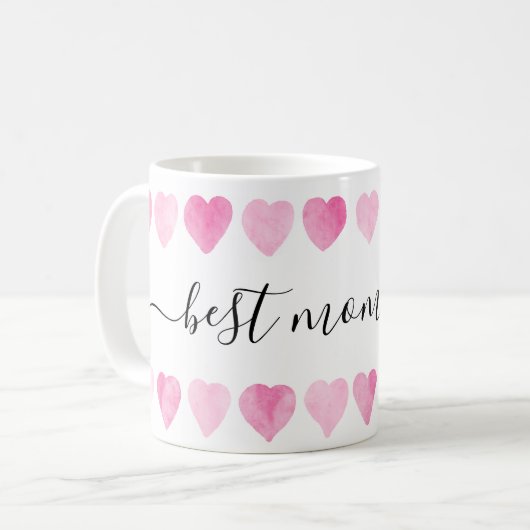 Cute roze Waterverf Het beste van je moeder ooit Koffiemok (Voorkant links)