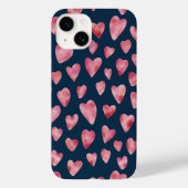 Cute roze Waterverf Love Heart Patroon Case-Mate iPhone Case (Achterkant)