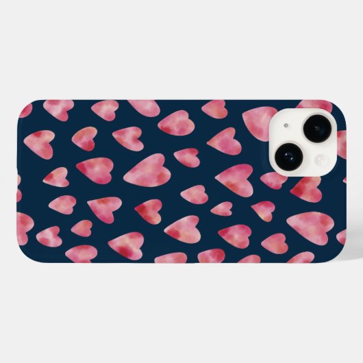 Cute roze Waterverf Love Heart Patroon Case-Mate iPhone Case (Achterkant (horizontaal))