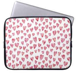 Cute roze Waterverf Love Heart Patroon Laptop Sleeve