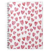 Cute roze Waterverf Love Heart Patroon Notitieboek (Voorkant)