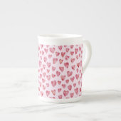 Cute roze Waterverf Love Heart Patroon Porselein Kop (Voorkant rechts)