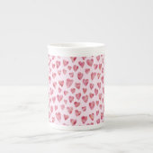 Cute roze Waterverf Love Heart Patroon Porselein Kop (Voorkant)
