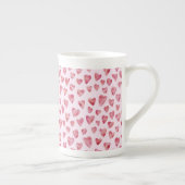 Cute roze Waterverf Love Heart Patroon Porselein Kop (Rechts)