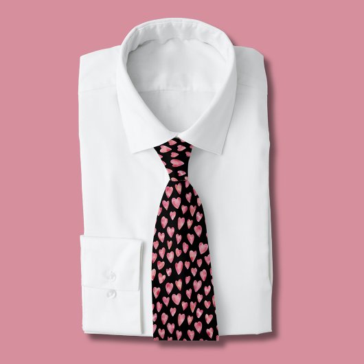 Cute roze Waterverf Love Heart Patroon Stropdas