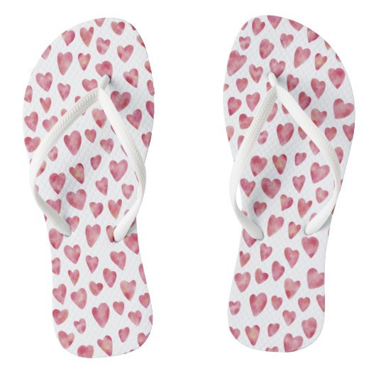 Cute roze Waterverf Love Heart Patroon Teenslippers (Voetbed)