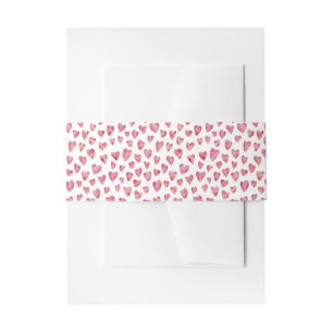 Cute roze Waterverf Love Heart Patroon Uitnodigingen Wikkel